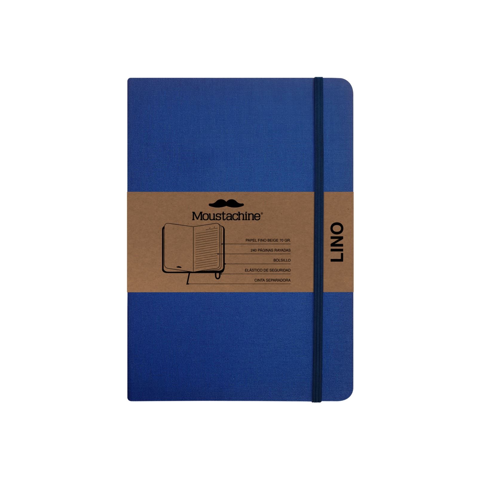 Moustachine Libreta Classic Lino Pocket A6 Azulino